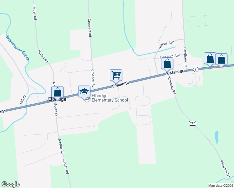 map of restaurants, bars, coffee shops, grocery stores, and more near 100 Meadow Dr in Elbridge