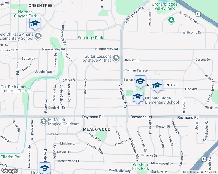 map of restaurants, bars, coffee shops, grocery stores, and more near 5718 Crabapple Lane in Madison