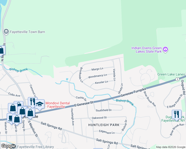 map of restaurants, bars, coffee shops, grocery stores, and more near 116 Woodmancy Lane in Fayetteville