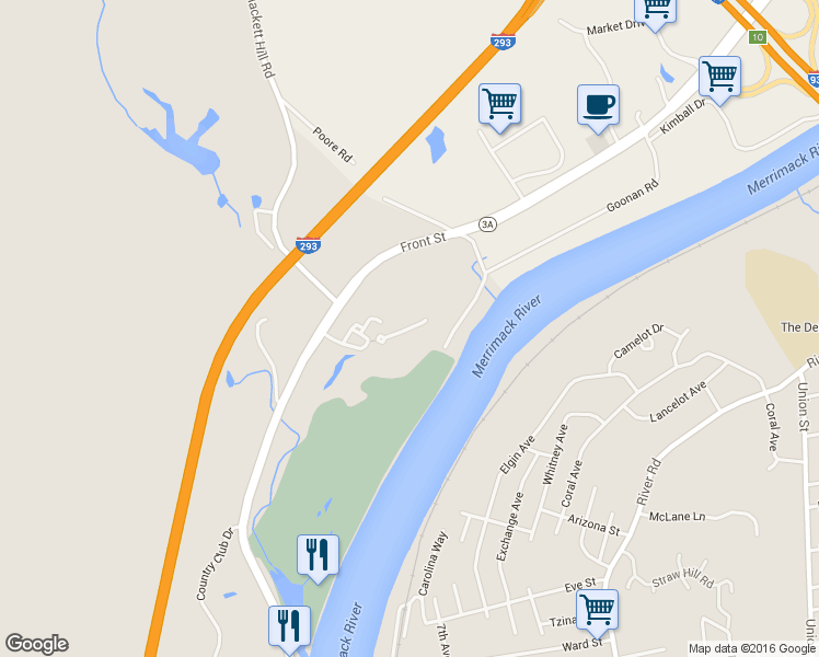map of restaurants, bars, coffee shops, grocery stores, and more near 90 Golfview Drive in Manchester