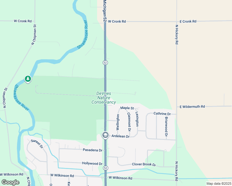 map of restaurants, bars, coffee shops, grocery stores, and more near West Wildwood Drive in Shiawassee County