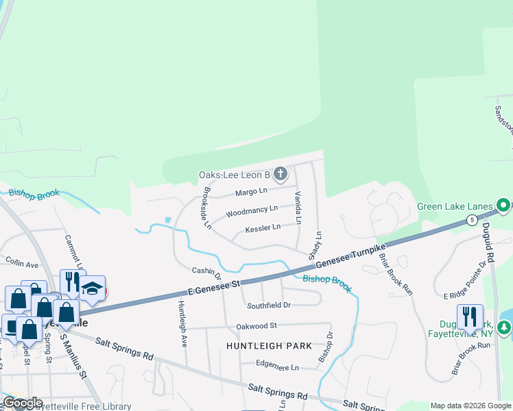 map of restaurants, bars, coffee shops, grocery stores, and more near 109 Woodmancy Lane in Fayetteville