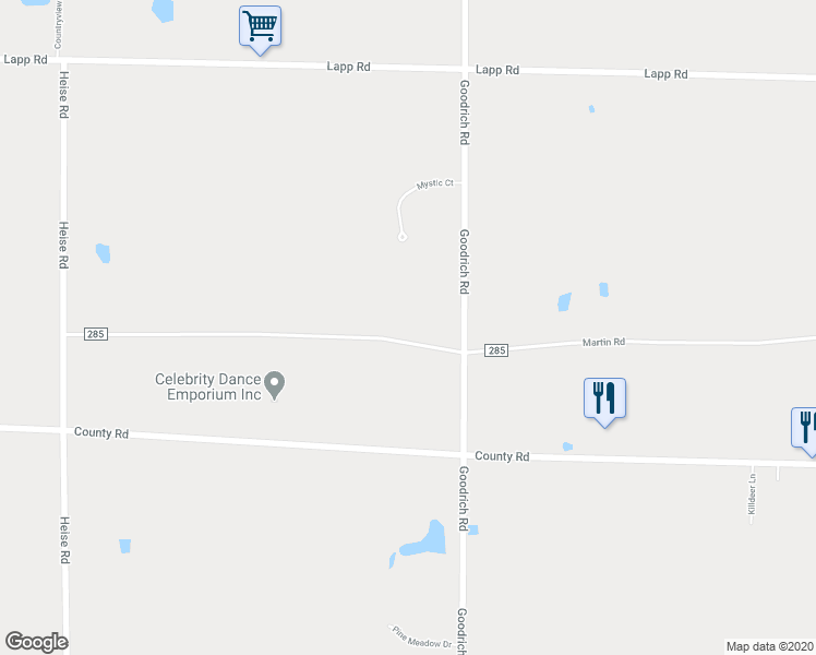 map of restaurants, bars, coffee shops, grocery stores, and more near 9400 Martin Road in Clarence Center
