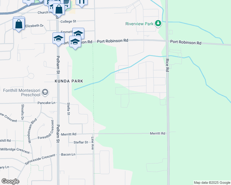 map of restaurants, bars, coffee shops, grocery stores, and more near 93 Kunda Park Boulevard in Pelham