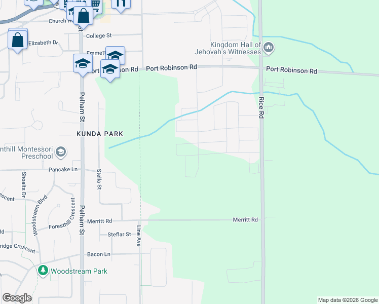 map of restaurants, bars, coffee shops, grocery stores, and more near Steve Bauer Trail in Pelham