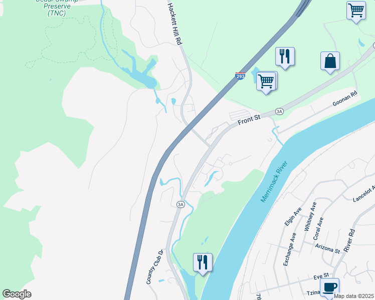 map of restaurants, bars, coffee shops, grocery stores, and more near 59 Old Hackett Hill Road in Manchester