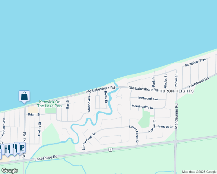 map of restaurants, bars, coffee shops, grocery stores, and more near 1995 Remo Drive in Sarnia