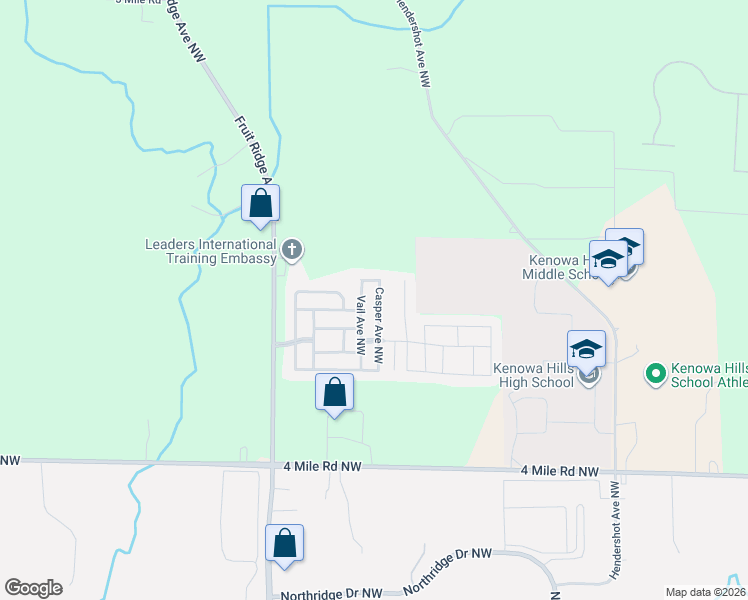 map of restaurants, bars, coffee shops, grocery stores, and more near 3834 Squaw Valley Lane Northwest in Grand Rapids