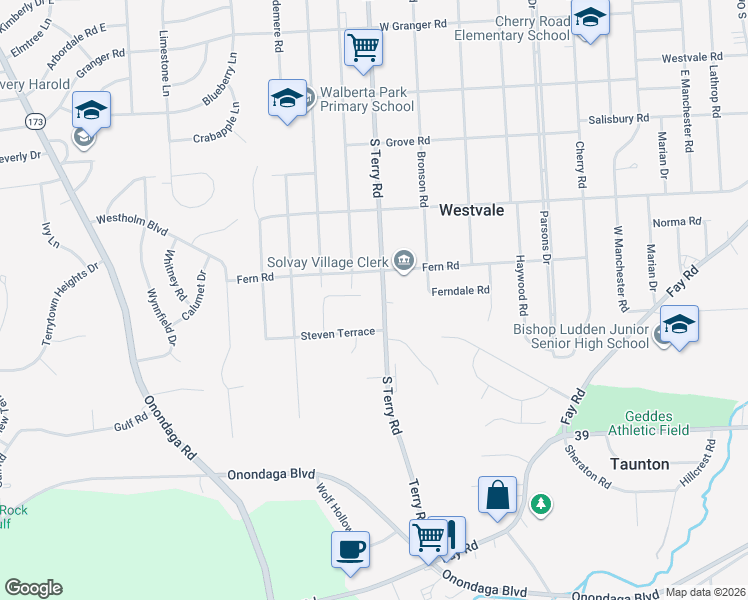 map of restaurants, bars, coffee shops, grocery stores, and more near in Syracuse