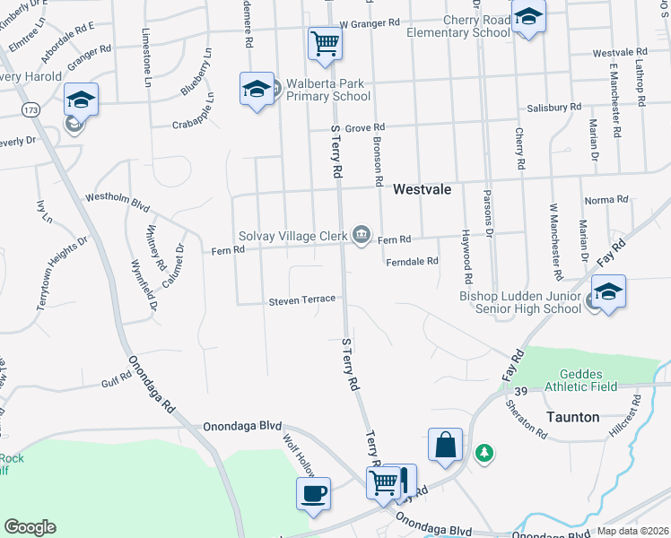 map of restaurants, bars, coffee shops, grocery stores, and more near in Syracuse