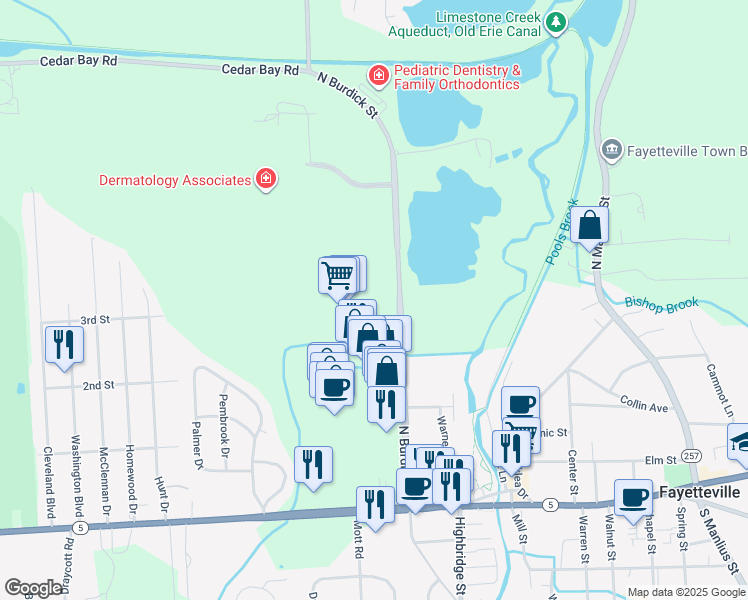 map of restaurants, bars, coffee shops, grocery stores, and more near 100 Towne Drive in Fayetteville