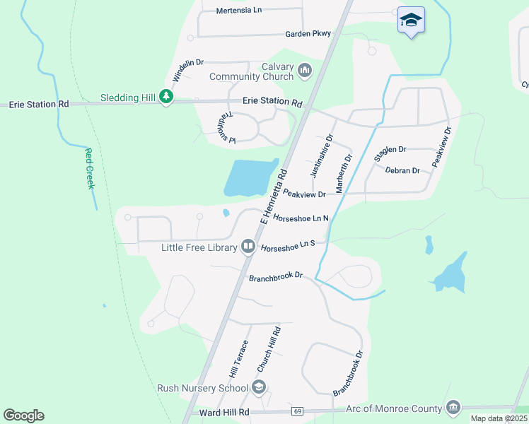 map of restaurants, bars, coffee shops, grocery stores, and more near 4329 East Henrietta Road in Henrietta