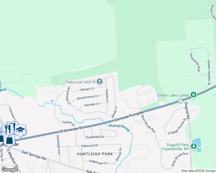 map of restaurants, bars, coffee shops, grocery stores, and more near 111 Vanida Lane in Fayetteville