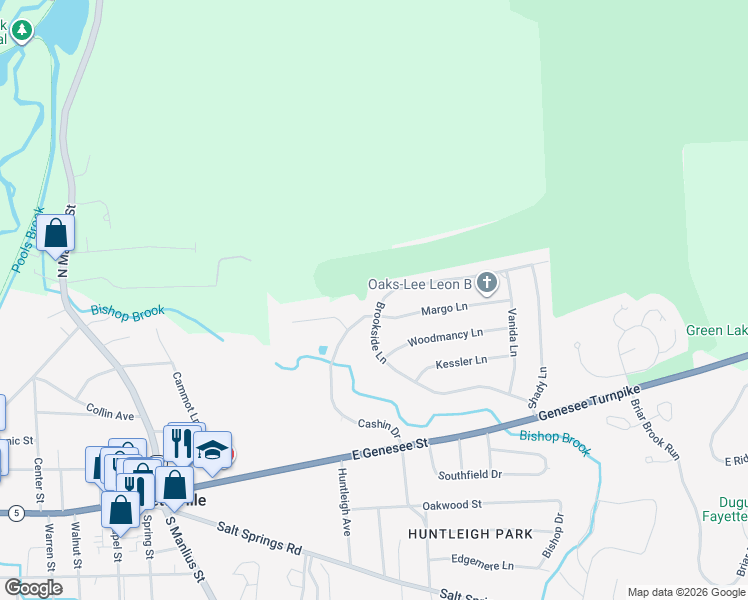 map of restaurants, bars, coffee shops, grocery stores, and more near 159 Brookside Lane in Fayetteville