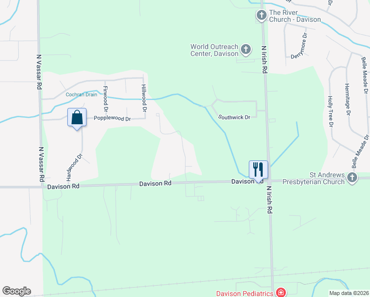 map of restaurants, bars, coffee shops, grocery stores, and more near 29 Stillwater Drive in Davison