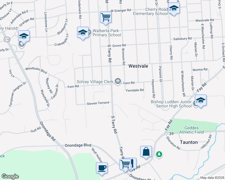 map of restaurants, bars, coffee shops, grocery stores, and more near in Syracuse