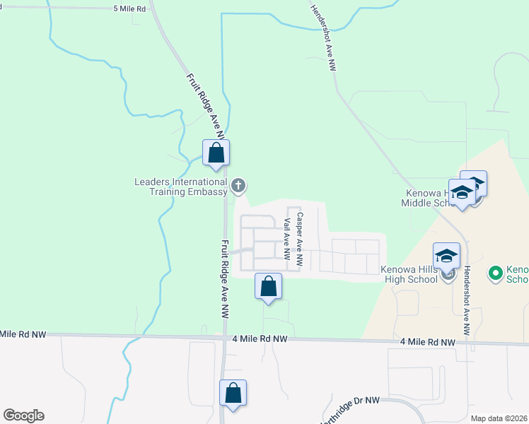 map of restaurants, bars, coffee shops, grocery stores, and more near 3707 Matterhorn Street Northwest in Grand Rapids