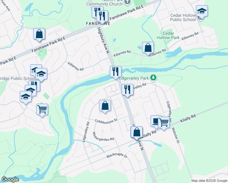 map of restaurants, bars, coffee shops, grocery stores, and more near 99 Edgevalley Road in London