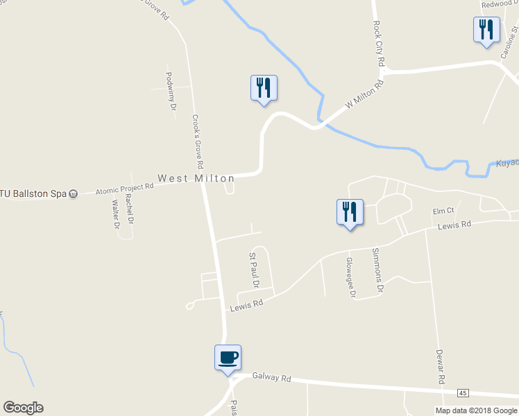 map of restaurants, bars, coffee shops, grocery stores, and more near 214 West Milton Road in Ballston Spa