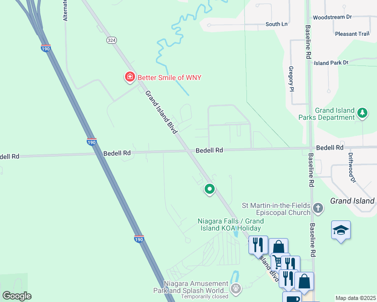 map of restaurants, bars, coffee shops, grocery stores, and more near 2298 Bedell Road in Grand Island
