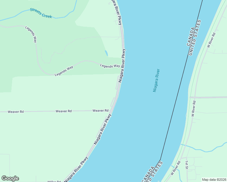 map of restaurants, bars, coffee shops, grocery stores, and more near 9785 Niagara River Parkway in Niagara Falls