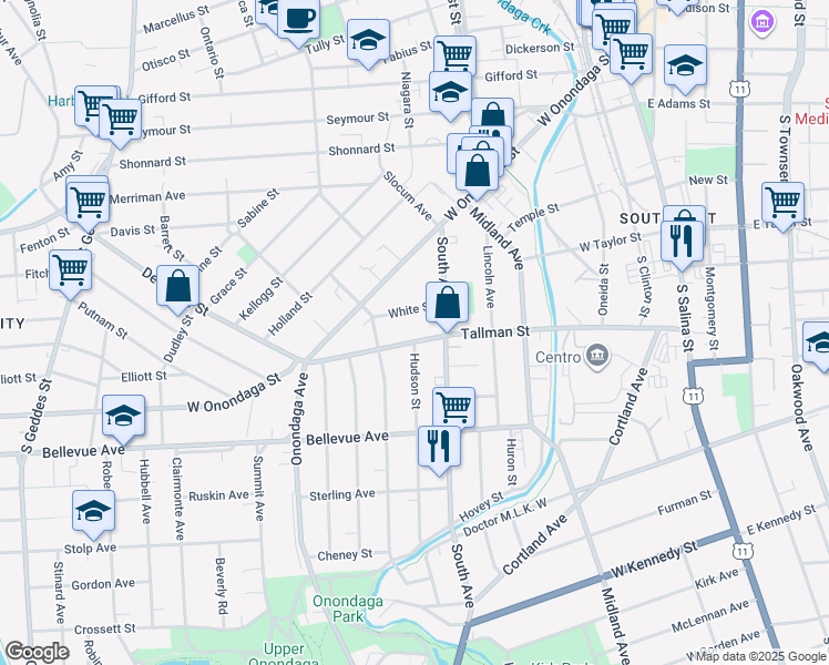map of restaurants, bars, coffee shops, grocery stores, and more near 706 Tallman Street in Syracuse