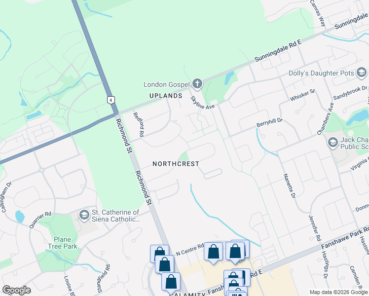 map of restaurants, bars, coffee shops, grocery stores, and more near 33 Redford Road in London