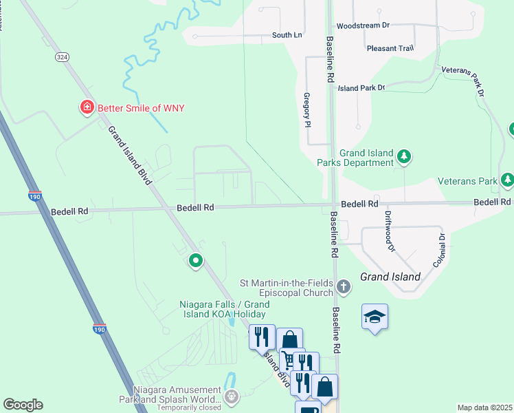 map of restaurants, bars, coffee shops, grocery stores, and more near 2131 Bedell Road in Grand Island