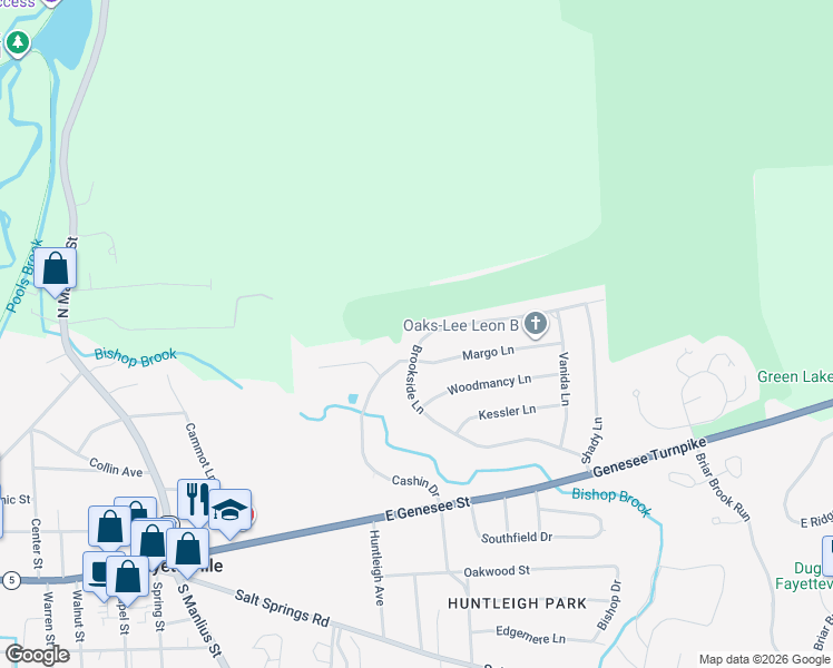 map of restaurants, bars, coffee shops, grocery stores, and more near 159 Brookside Lane in Fayetteville