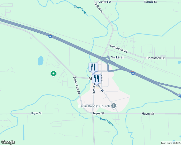 map of restaurants, bars, coffee shops, grocery stores, and more near 14695 16th Avenue in Marne