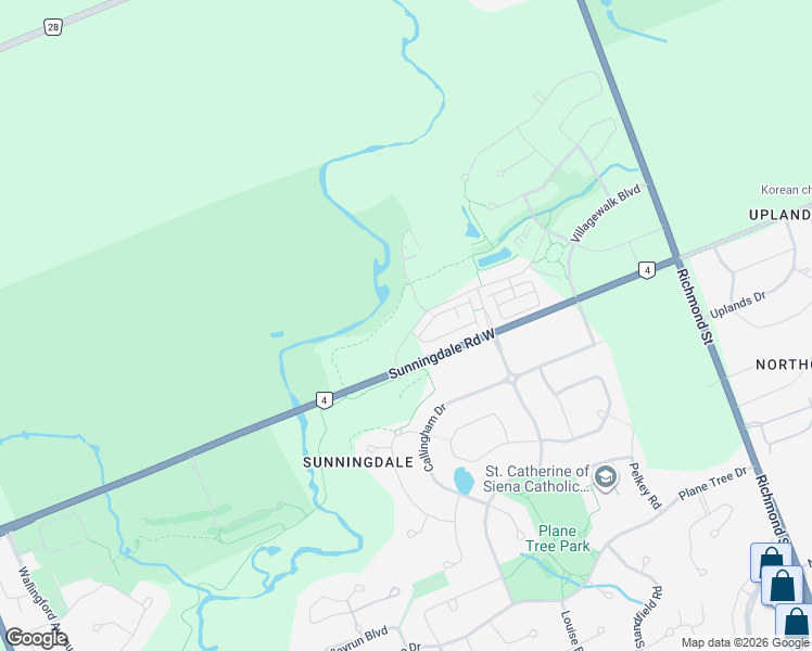 map of restaurants, bars, coffee shops, grocery stores, and more near 435 Callaway Road in London
