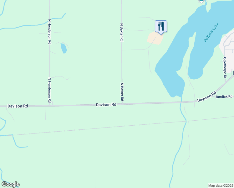 map of restaurants, bars, coffee shops, grocery stores, and more near 2037 North Baxter Road in Davison