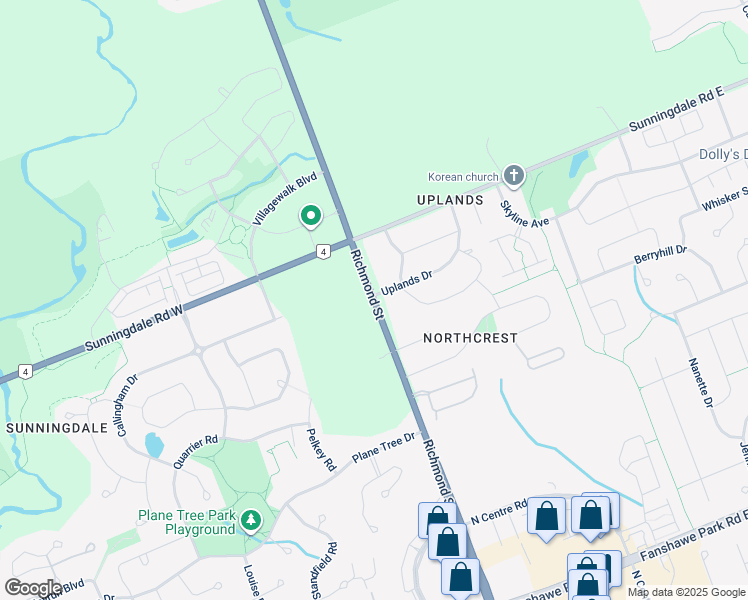 map of restaurants, bars, coffee shops, grocery stores, and more near 1985 Richmond Street in London