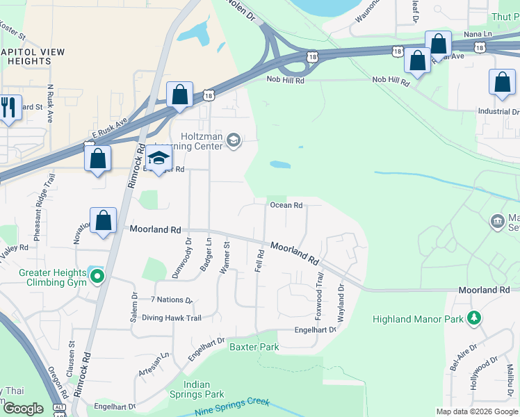 map of restaurants, bars, coffee shops, grocery stores, and more near 837 Ocean Road in Madison