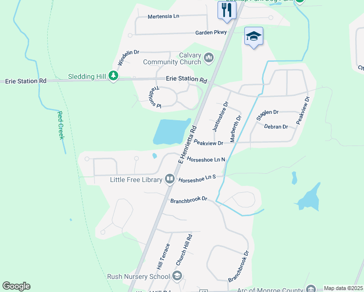 map of restaurants, bars, coffee shops, grocery stores, and more near 4329 E Henrietta Rd in Henrietta