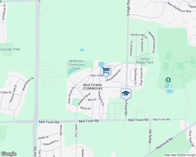 map of restaurants, bars, coffee shops, grocery stores, and more near 1406 Dewberry Drive in Madison