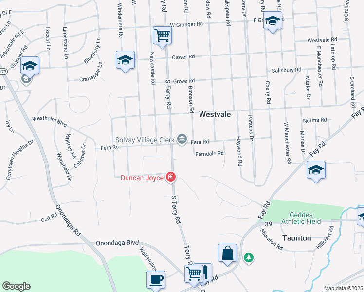 map of restaurants, bars, coffee shops, grocery stores, and more near in Syracuse