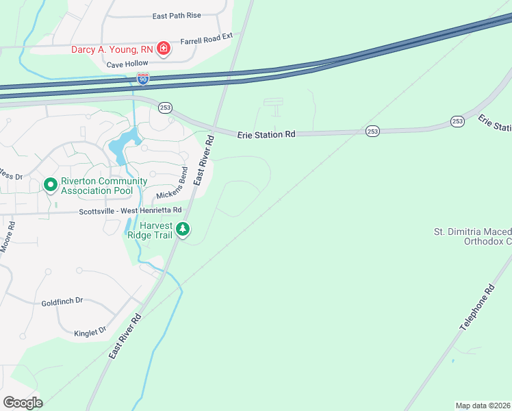 map of restaurants, bars, coffee shops, grocery stores, and more near 116 Planters Row in West Henrietta