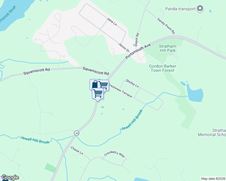 map of restaurants, bars, coffee shops, grocery stores, and more near 6 Crestview Terrace in Stratham