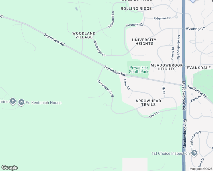 map of restaurants, bars, coffee shops, grocery stores, and more near W276N420 Arrowhead Trail in Waukesha