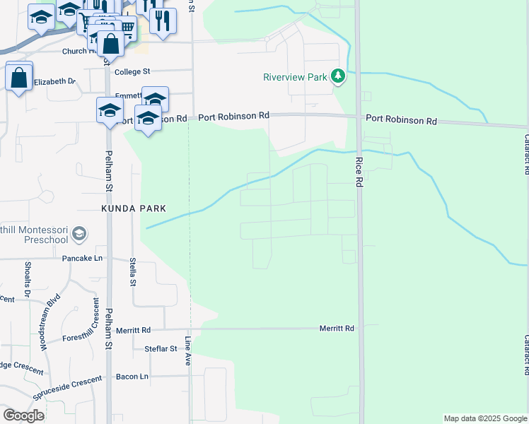 map of restaurants, bars, coffee shops, grocery stores, and more near Steve Bauer Trail in Pelham