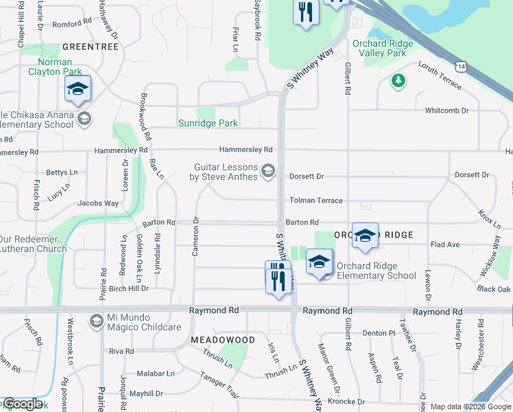 map of restaurants, bars, coffee shops, grocery stores, and more near 5717 Tolman Terrace in Madison