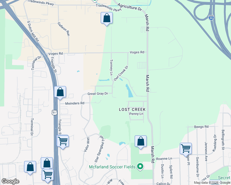 map of restaurants, bars, coffee shops, grocery stores, and more near 4117 Owl Creek Drive in Madison