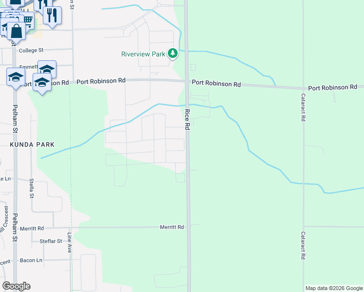 map of restaurants, bars, coffee shops, grocery stores, and more near 11 Lymburner Street in Pelham