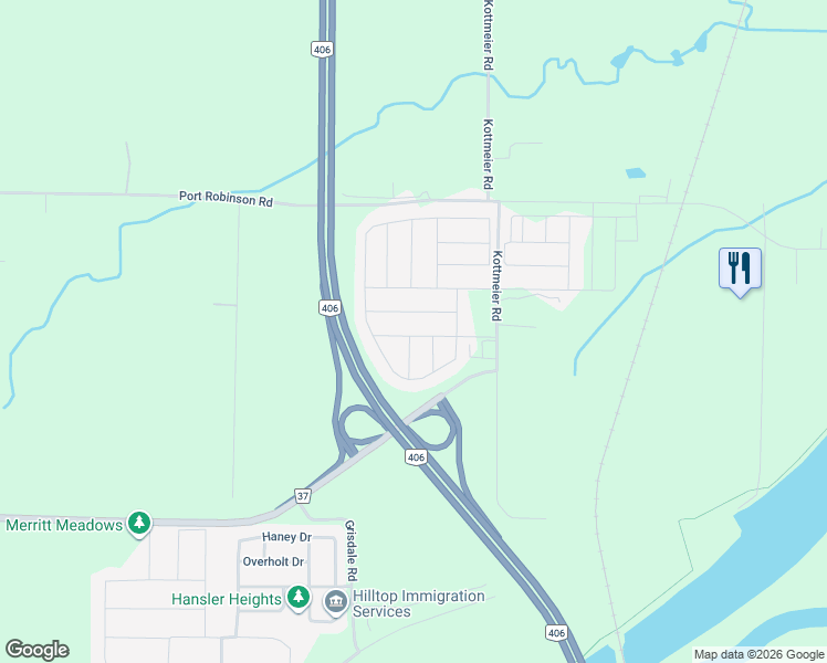 map of restaurants, bars, coffee shops, grocery stores, and more near 26 Vaughn Drive in Thorold