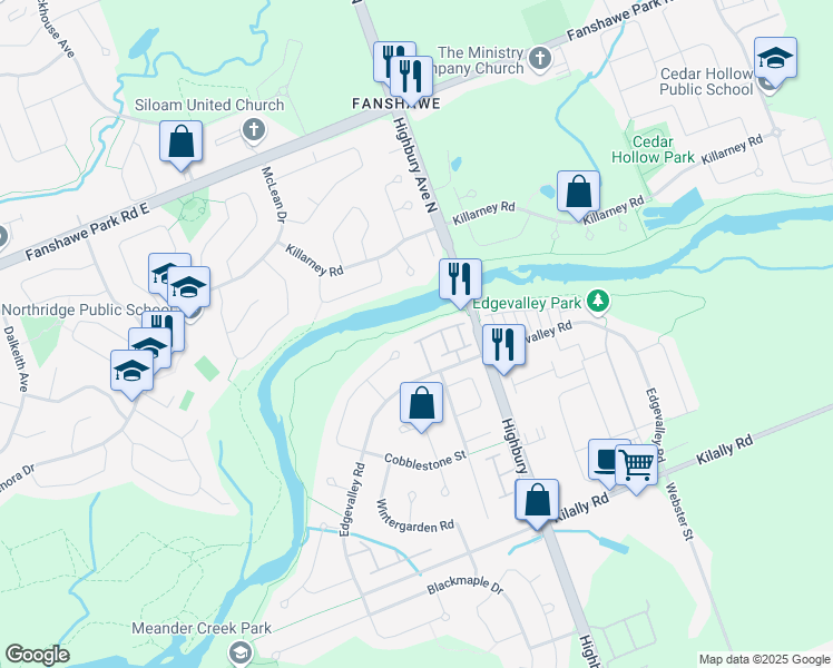 map of restaurants, bars, coffee shops, grocery stores, and more near 99 Edgevalley Road in London