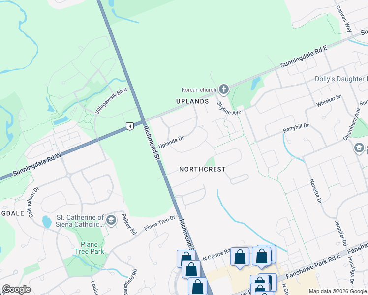 map of restaurants, bars, coffee shops, grocery stores, and more near 24 Redford Road in London