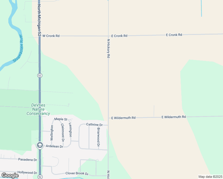 map of restaurants, bars, coffee shops, grocery stores, and more near 2648 North Hickory Road in Owosso