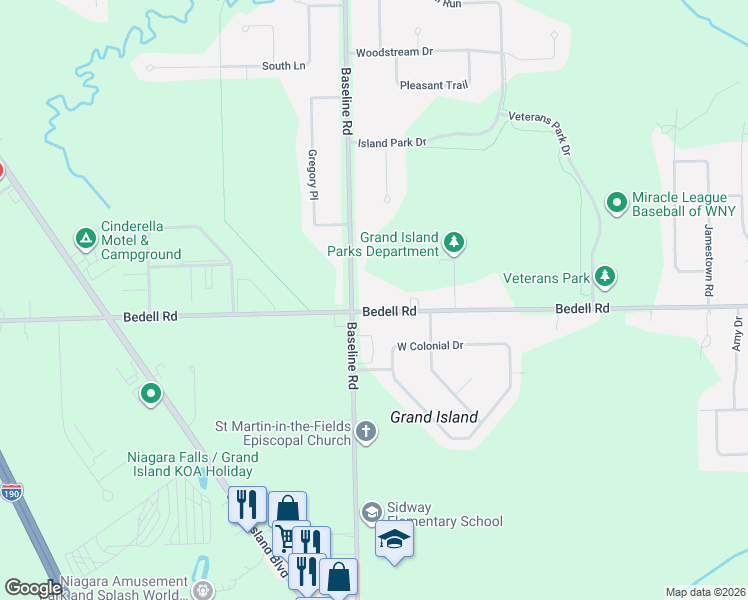 map of restaurants, bars, coffee shops, grocery stores, and more near 1945 Bedell Road in Grand Island