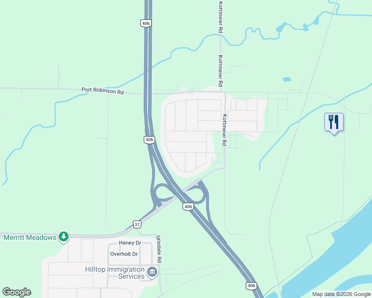 map of restaurants, bars, coffee shops, grocery stores, and more near 20 Vaughn Drive in Thorold